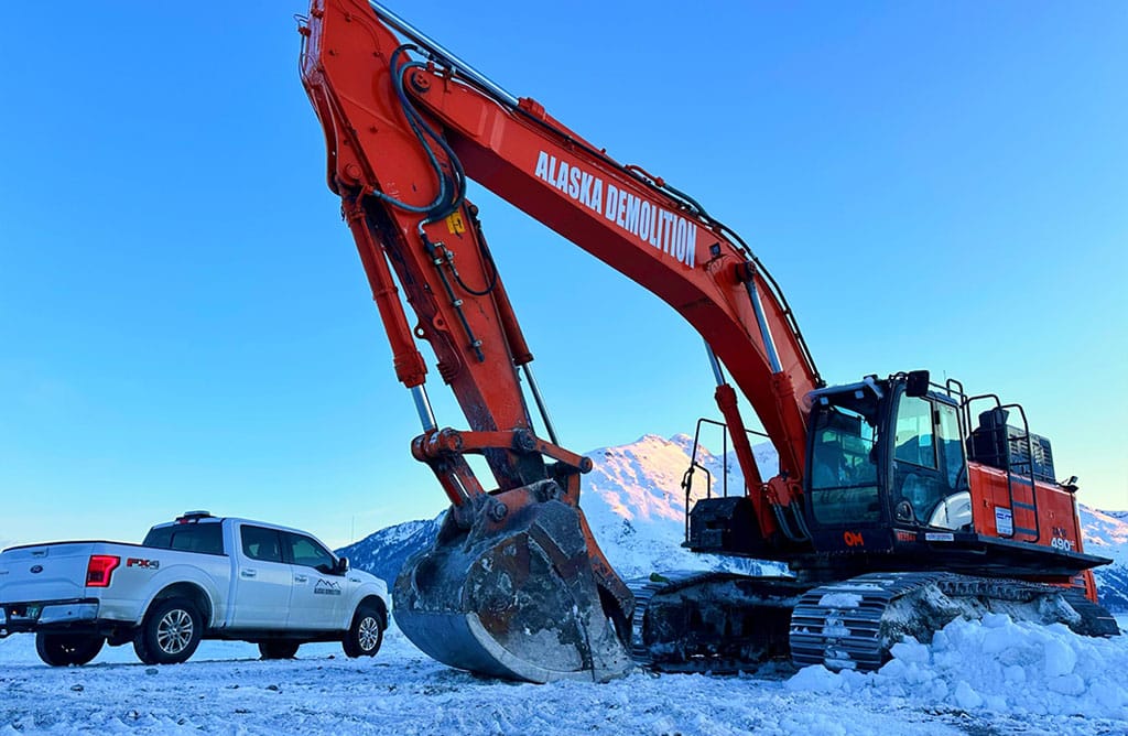 Excavator in the snow