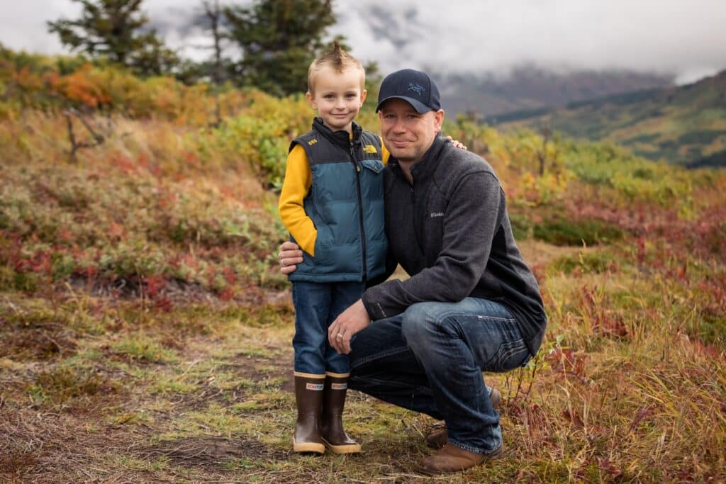 Man and his son in the tundra